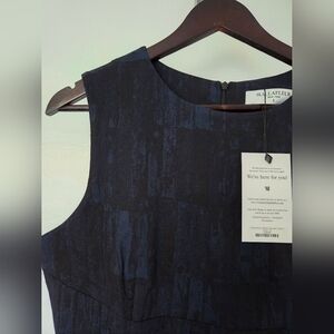 MM Lafleur Blue Sheath Dress Sleeveless Crew Neck